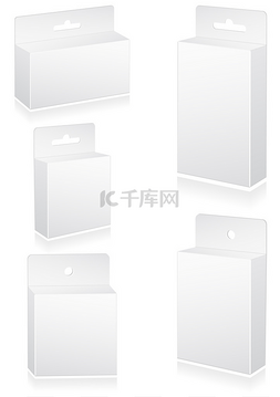 白色箱图片_矢量插图集的空白零售盒坑槽.