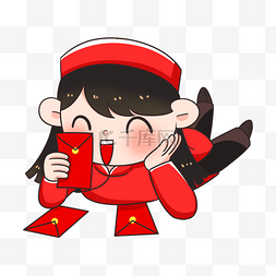 拿红包的表情包图片_越南新年女孩卡通zalo表情包可爱