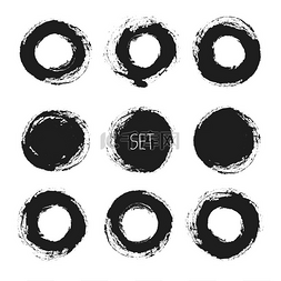 伤心的图片_向量的一组圆 grunge 帧。手工绘制