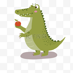 卡通绿色鳄鱼图片_斯堪的纳维亚风格鳄鱼苹果