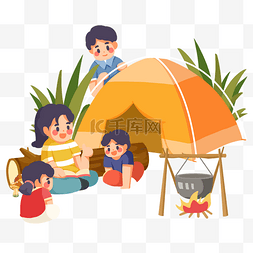 和家人聚餐图片_夏天户外夏令营露营