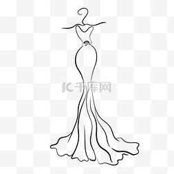 婚纱礼服图片_卡通无袖抽象线条婚纱礼服新娘
