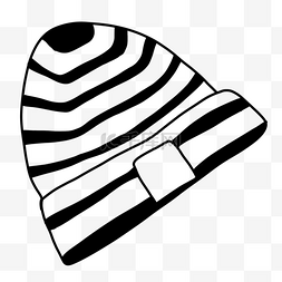保暖条纹针织帽子剪贴画黑白