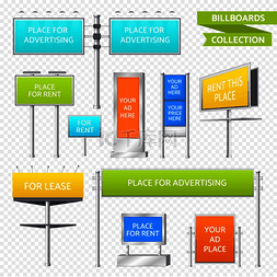 广告城市背景图片_彩色矩形广告牌集合，用于透明背