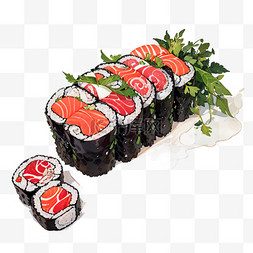 寿司料理图片_手绘寿司美食生鱼片饭团
