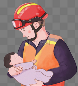消防员救下婴儿
