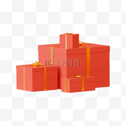 礼盒淘宝图片_C4D拼接红色卡通礼盒