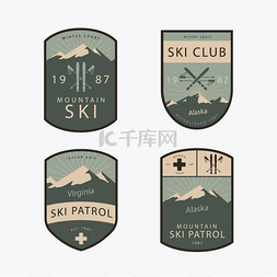 户外活动滑雪巡逻徽章标签户外活