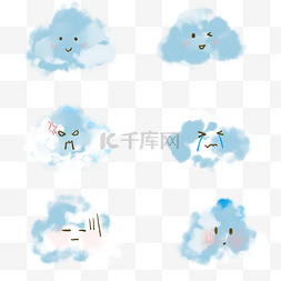 大气冬季背景图片_水彩蓝色可爱云朵