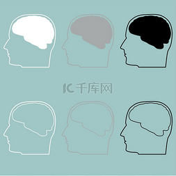 冰上的尤里壁纸图片_头与大脑白色灰色黑色图标。头与