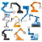 机器人机械手的工业机器人手臂，矢量。