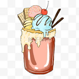 饮品水彩图片_甜品怪兽摇冰淇淋