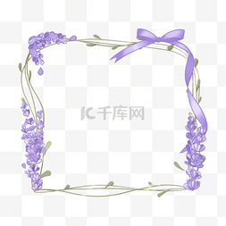 紫色婚礼素材图片_薰衣草边框紫色蝴蝶结丝带