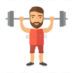 copyspace图片_Handsome man lifting a barbell