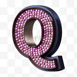 金属字母数字图片_立体粉色灯泡英文字母q