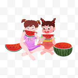 夏天吃西瓜儿童