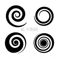 画笔轮廓图片_螺旋圆形黑色旋转不同的形式扭曲