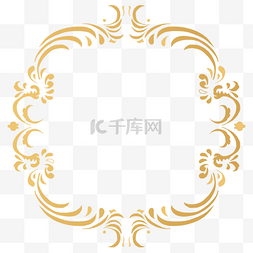 欧式金色圆形花纹图片_复古圆形金色花卉边框