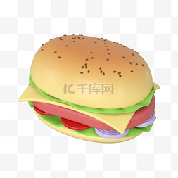 食物图片_3DC4D立体快餐汉堡包