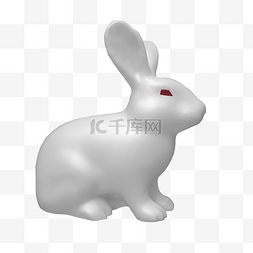 C4D白色小兔子中秋节