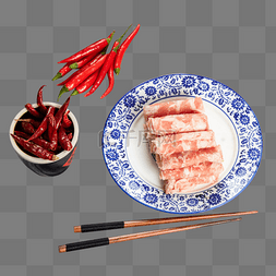 肥牛筷子图片_火锅肥牛卷辣椒食物