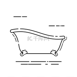 黑色浴缸图片_白色背景上的抽象简单黑色浴图标