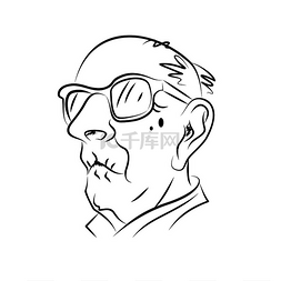 一位戴眼镜的老人的画像。