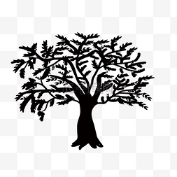 黑白树剪影图片_树木轮廓