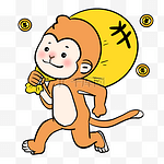 暴富中大奖猴子财富发财中奖猴年卡通