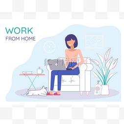 使用说明卡通图片_自由职业者在工作。在家工作。自