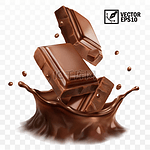 巧克力,可可或咖啡,巧克力棒,漩涡的现实矢量冠
