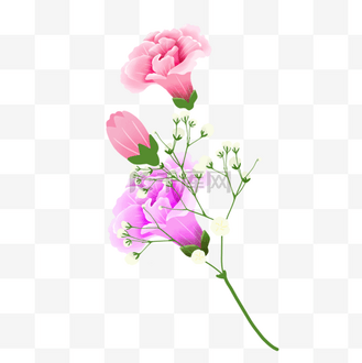 彩色花朵和花苞卡通剪贴画