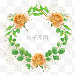 邀请函图片_水彩花卉婚礼边框绿色叶子