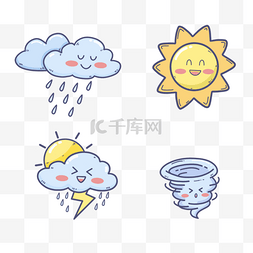 卡通下雨天气图片_卡通天气表情可爱图案