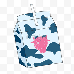 卡通牛头装饰图片_带吸管的红色牛头牛奶盒