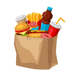 广告食物图片_快餐插图美味的快餐午餐产品菜单