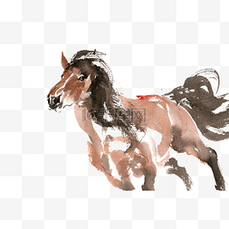 棕色的动物图片_奔驰的马水墨