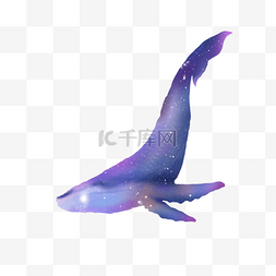 鲸鱼水彩风格星空