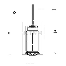 黑色地板元素图片_白色背景上的简单线性电梯图标。