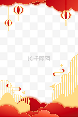 春节边框图片_国庆节镂空灯笼边框