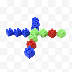 彩色积木立方体玩具字母x