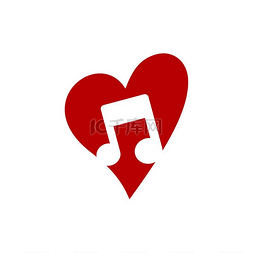 爱情音乐图标关键音符主题徽标模