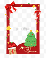 冬季冬天圣诞节圣诞树蝴蝶结礼盒边框