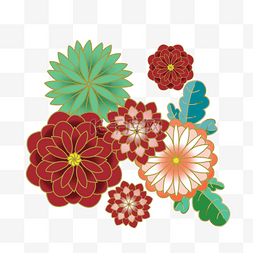 传统风格花纹图片_日式传统花朵剪纸菊花
