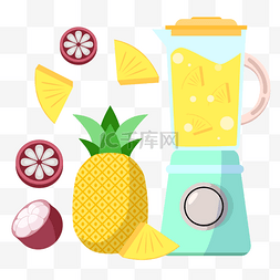 榨汁果汁图片_水果榨汁机扁平风格菠萝