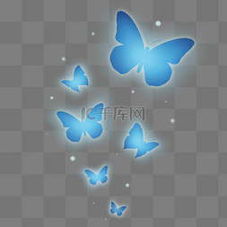 好看的蝴蝶花图片_发光蓝色梦幻蝴蝶元素
