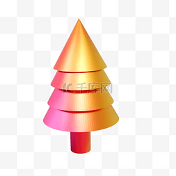 圣诞圣诞节3DC4D酸性黄色圣诞树