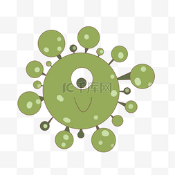 绿色卡通可爱细菌微生物