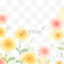 水彩黄色花卉光效边框