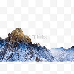 黄山市冬季白雪山峰山区风景